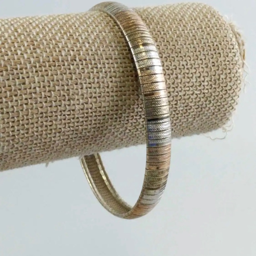 MILOR TWO TONE STERLING SILVER OMEGA CHAIN BRACELET 7.25" 15.2 G